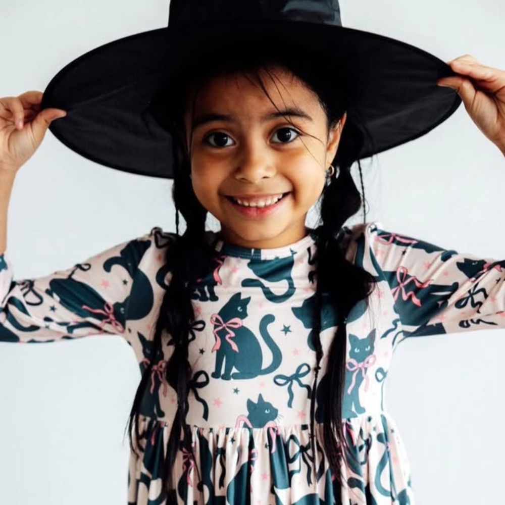 Mila & Rose Hocus Purr-cus 3/4 Sleeve Pocket Twirl Dress